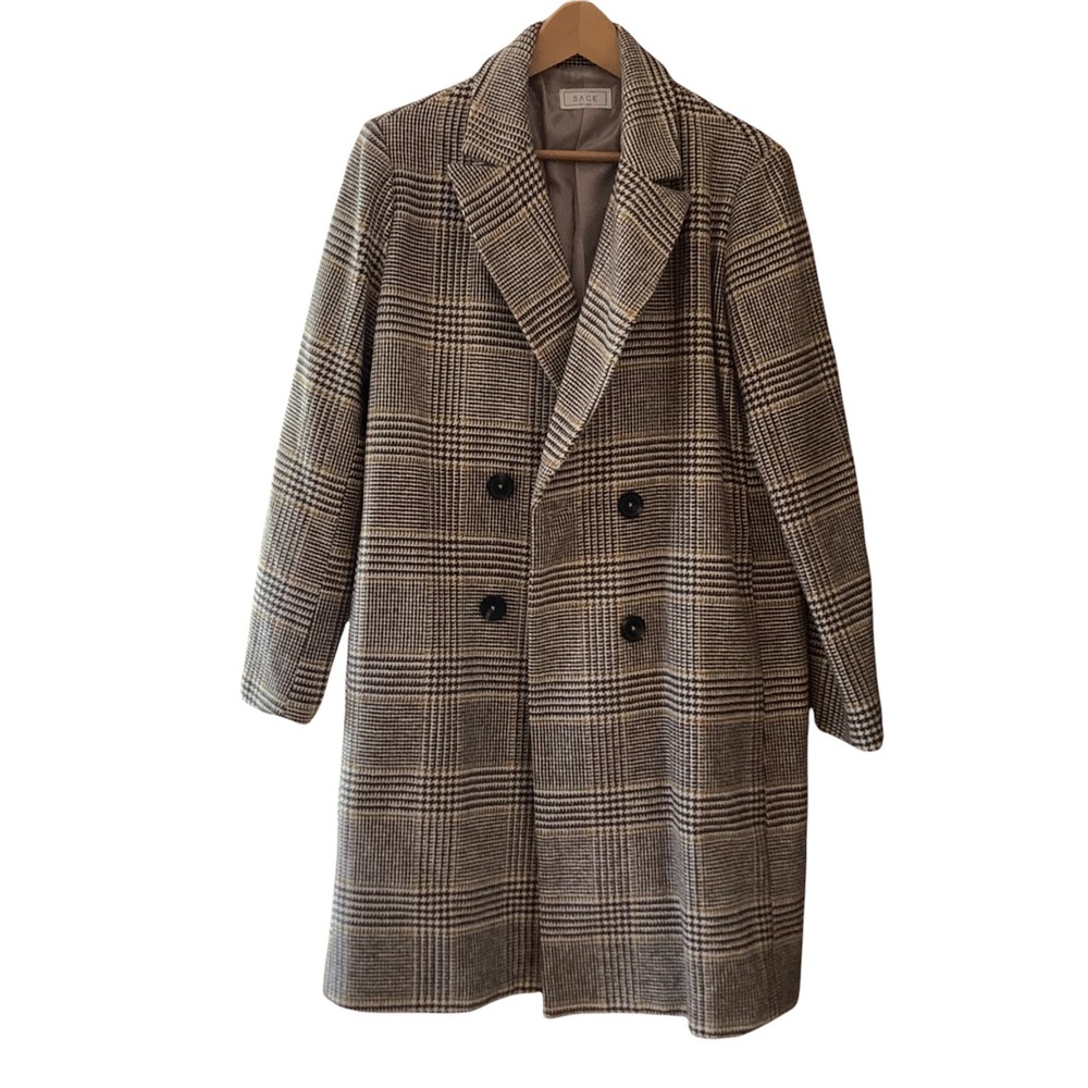 SAGE THE LABEL Plaid Trench Coat